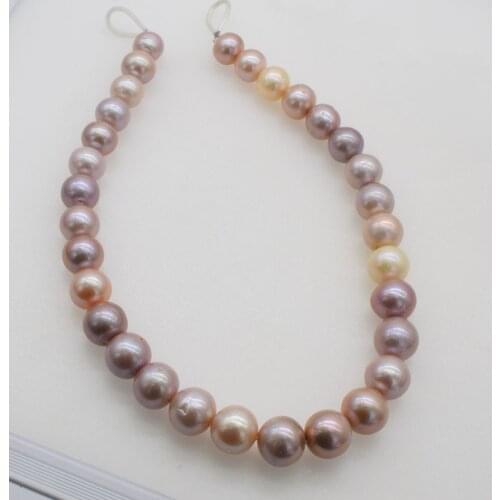 Freshwater pearl pink/purple near round 11-14mm big size 15" FPPJ wholesale beads nature loose beads for DIY jewelry