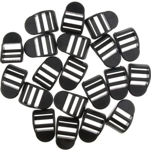 Prettyia 20Pcs Ladder Lock Tri-Glide Slider Adjust Buckle Backpack Strap Webbing