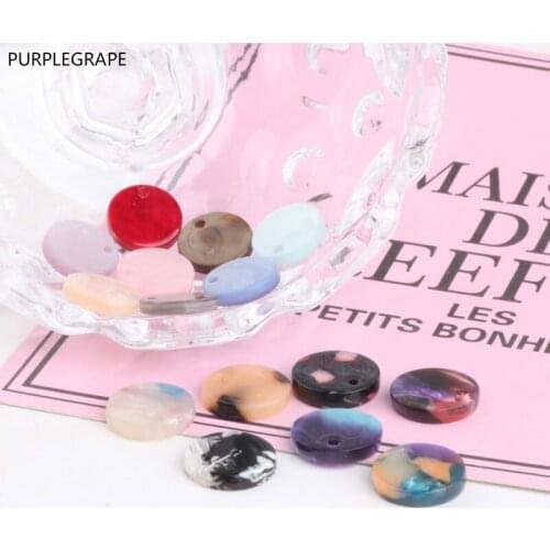 PURPLEGRAPE DIY Earrings Jewelry Accessories Japanese and Korean Fashion Acetate Cute Round Pattern Simple Stud 10pcs