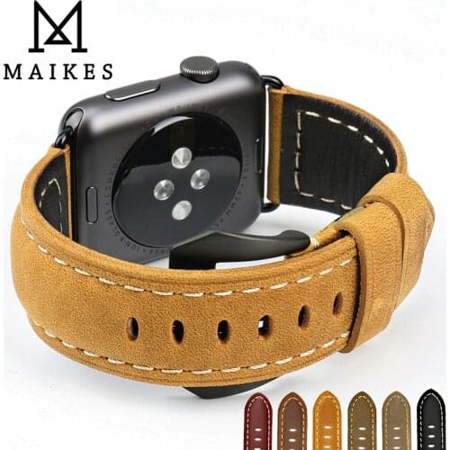 MAIKES New vintage leather watchbands for iwatch bracelet Apple watch band 44mm 40mm 42mm 38mm series 4 3 2 1 watch strap