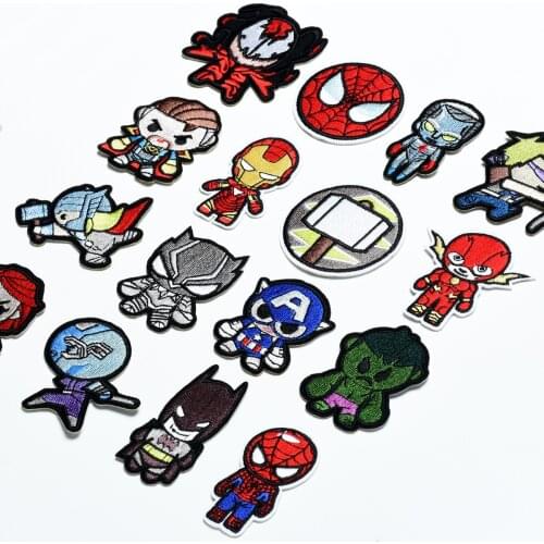 Marvel Embroidery Cloth Stickers Iron Man Spiderman Hulk Captain America Patches Anime Cartoon Clothes Patches Garment Stickers