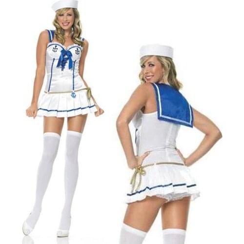Sexy lingerie Fancy Dress White Sailor Halloween party costume Hens Club Wear Set m8318