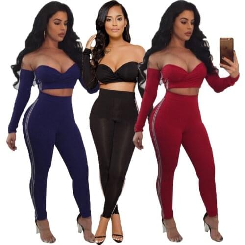 Sexy two piece set Short tube tops Pencil Pants Plus size women tracksuit womens two piece sets Fashion outfits