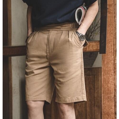 Gurkha Shorts Pants Men Straight Cotton High Waist Short Trousers Workwear Cargo Quarter Pant Shorts