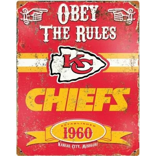 Kansas City Chiefs Embossed Pub Sports Bar Man Cave Rustic Sign 11.5" x 14.5"