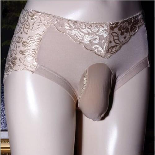 Men Large Size Super Thin Lace Sexy Coolflex Briefs Summer Soft Underwear