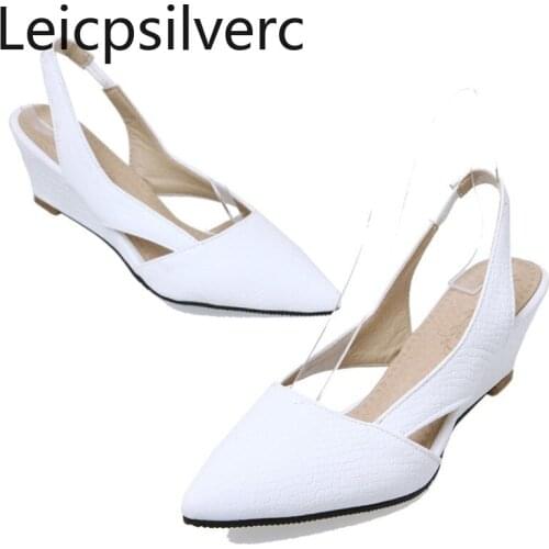 Pumps spring Summer new style Pointed Hollow Wedge elegant Set of feet sandals women shoes high heels plus size 33-44