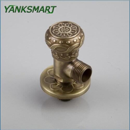 YANKSMART Flora Durable Antique Brass Quarter Turn Bathroom Faucet Angle Stop Valve 1/2" Male