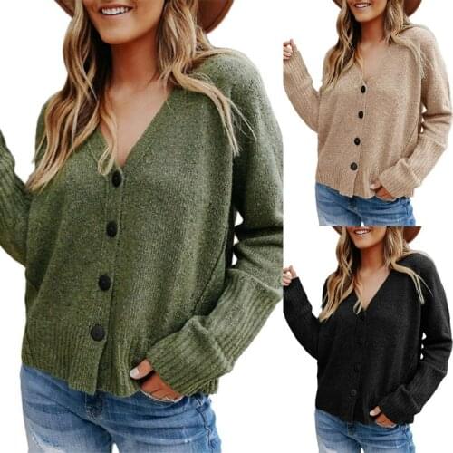2021 Women Cardigan Winter Cashmere Sweater Long Sleeve V neck Womans Sweater Cardigans jersey knit Jumpers Pull Femme Coat