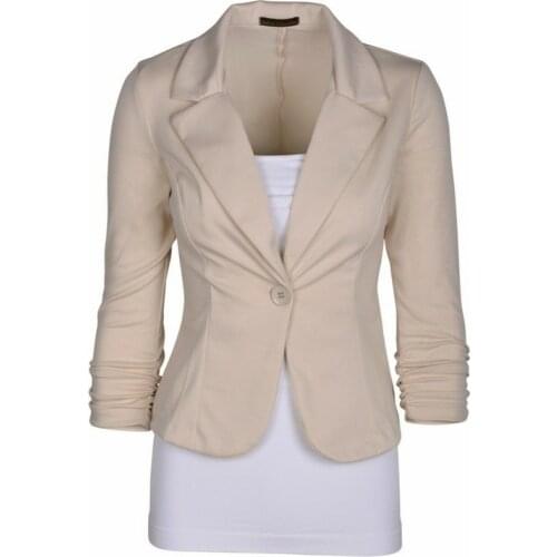 Women Red Single Button Slim Short Blazer Solid Colors Oversized Long Sleeve Suits Office Lady 2021 New Fashion Work Wear Blazer