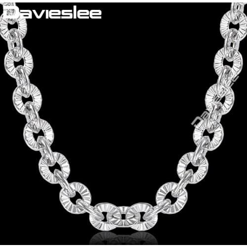 Davieslee Cut Rolo Round Link Necklace Ladies Womens Chain White Yellow Gold Filled 4mm DGN437