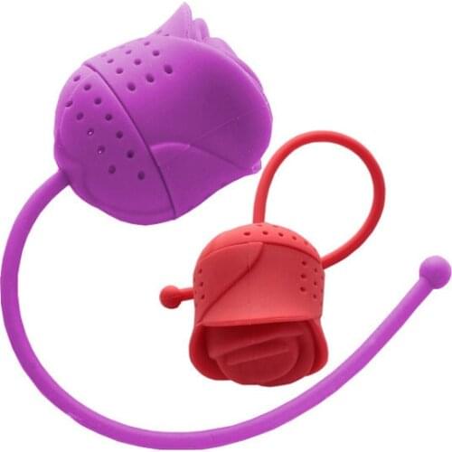 1 Piece Make Tea Infuser Bags Strainer Filter Rose Holder Drinkware Kitchen Silicone Rubber Organizer Diffuser Teaspoon Flower