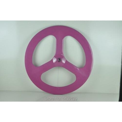 1Pcs pink color 700C Fixed Gear/ Road bike full carbon bicycle wheelsets 3 spokes and clincher rim integrated with hub Free ship