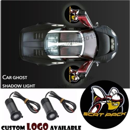 2PCS Super Bee Logo Car Door Laser Projection Welcome Atmosphere Lamp for Dodge Charger Challenger