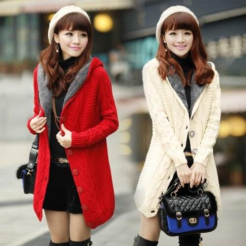 2020 warm winter jackets Women cardigan add wool Christmas sweater Fashion Casual plus size womens coat plus size clothes