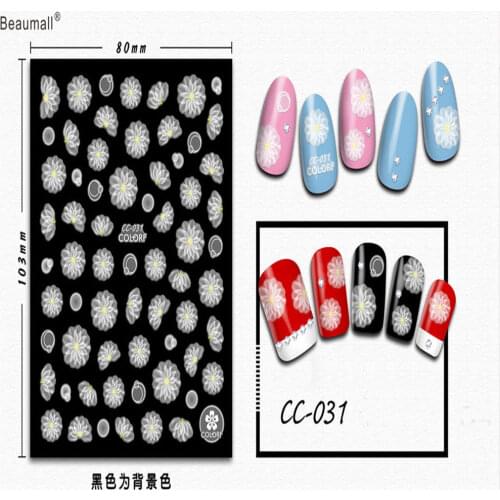 3D Black Nails Art Manicure Back Glue Decal Decorations Nail Sticker For Nails Tips Beauty