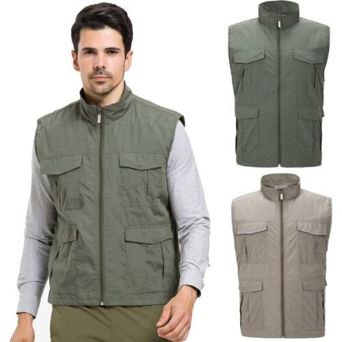 4XL Outdoor summer breathable sports tops vest men fishing hiking photography quick dry waterproof perspire sleeveless waistcoat
