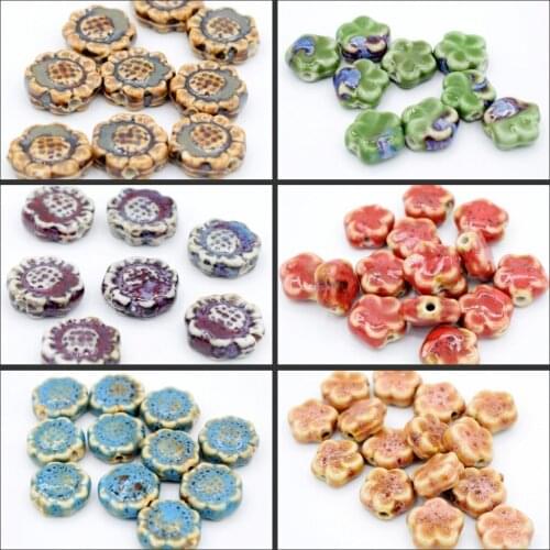 5pc/set Ceramic Beads Shaped Scattered Jewelry Diy Accessories Materials Small Flowers Sunflower Hand Necklace