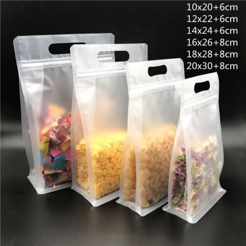 50Pcs/lot Zip Lock Bag with Hang Hole Frosted Transparent Hand Bag Plastic Packaging Bags Ziplock Portable Packaging Bag