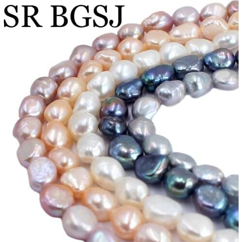 Free Shipping 9-10mm White Black Pink Purple Gray Freeform Potato Natural Freshwater DIY Loose Pearl Beads Strand 14"