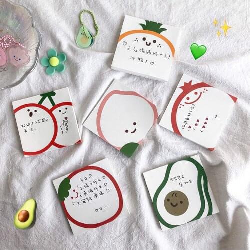 SIXONE 50 Sheets Lovely Fresh Cherry Fruit Note Book Sticky Note Girl ins Notepad pocket notebook message pad kawaii stationery