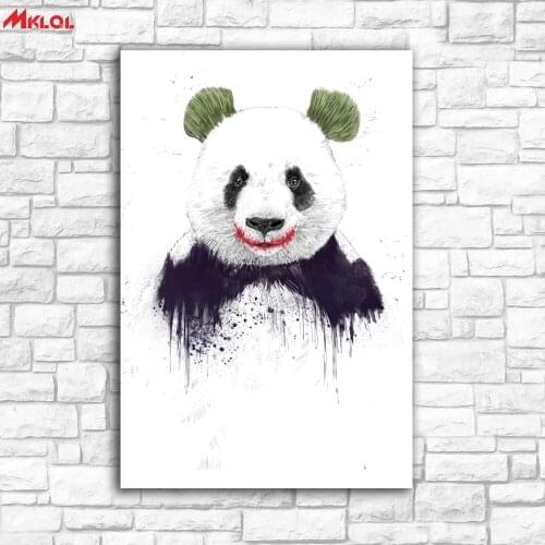 Large Wall Art, joker panda ,Restaurant study Bedroom Decor Wall oil Painting Print Nice wall picture for living room no frame