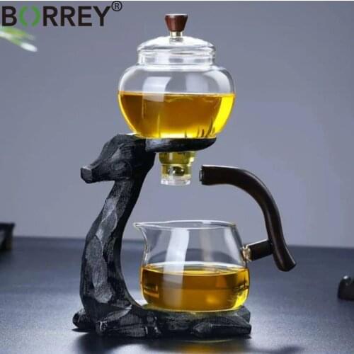 BORREY Dropshipping Tea Set Elk Shape Automatic Tea Set Pu'er Oolong Teapot And Cup Set Heat-resistant Glass Teapot With Base