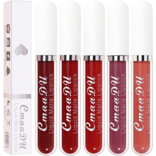 CmaaDu Girls Fashion Waterproof No Fading Lipstick Matte Velvet Long Lasting Lip Glaze Makeup Valentines Day Gift 6 Pcs/Set