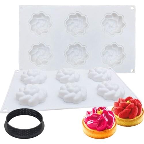Flower Tart Cake Mold Mousse Mold For Baking Dessert Ring Art Mousse Silicone 3D Mould Silikonowe Moule Tartlet Pan Pastry Tools