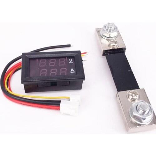 DC100V 100A Digital Voltmeter Ammeter Blue Red LED Amp Volt Meter with 100A Current Shunt