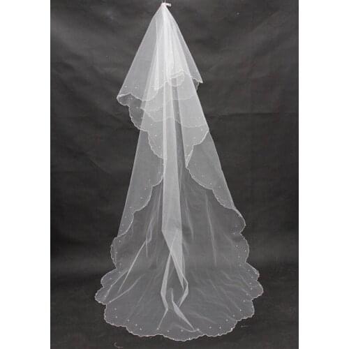 Cheap Long Brand New Bridal Veil In Stock Wedding Accessories White Ivory Tulle Girl Veil for Wedding Events