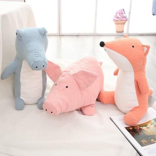 Baby Pillow Linen Stuffed Toys Dropshipping Fox Pig Crocodile Sleep Dolls Animal Toy Children Birthday Gift Room Decor