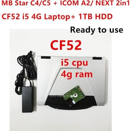 For Panasonic CF-52 with 1TB HDD mb star c4 c5 bmw icom a2 next software 2in1 in Military Toughbook cf52 ram 4g I5 cpu ready use