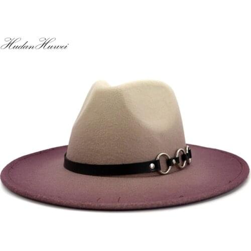 European American British Fashionable Classic Jazz Panama Fedora Hat Fall Winter Men Women Spray-painted Hat