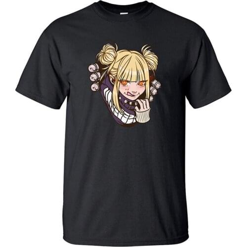 Japan Anime My Hero Academia Himiko Toga Vintage Cool Half Sleeved T Shirt Printed Cotton Hip Hop Men Harajuku T Shirts Tshirt