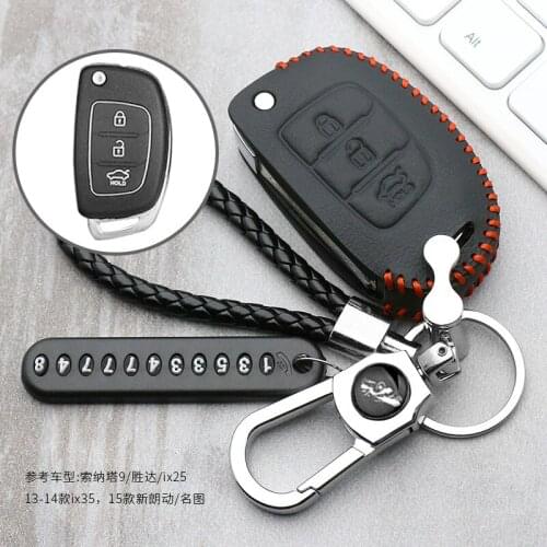 3 Button leather Car Remote Flip Key Fob Shell Cover Case For Hyundai Creta I10 I20 Tucson Elantra Santa Fe 2016 2017 2018
