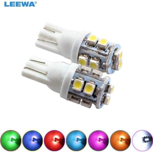 LEEWA 50pc Bright T10 Wedge 168 194 W5W Car LED Light Bulbs 1210 10SMD 12V 7 Colors White,Red,Yellow,Green,Blue,Pink,Ice blue