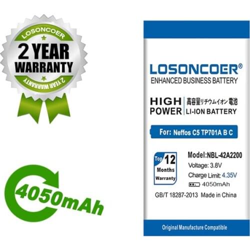 LOSONCOER Battery 4050mAh NBL-42A2200 Battery For neffos C5 TP701A TP701B TP701C TP701E