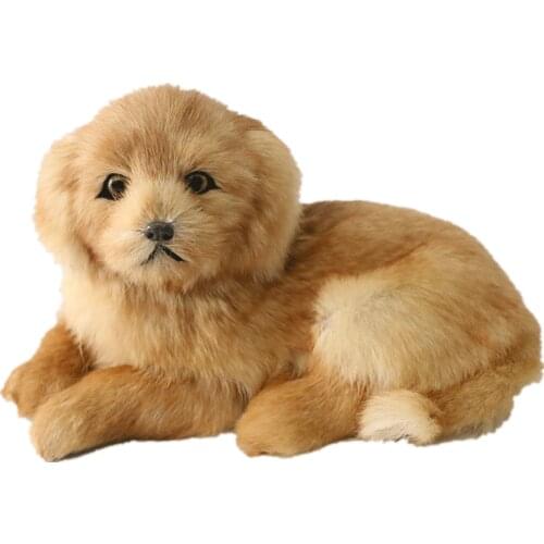 Cute Yellow Puppy Doll Simulation Dog Desktop Home Decoration Children Birthday Gift Christmas Halloween Pet Toy Photography Pro