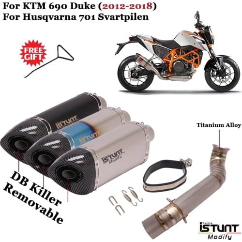 Slip on Motorcycle Exhaust Modified GP Escape Muffler Middle Link Pipe For KTM 690 Duke 2012-2018 Husqvarna 701 Svartpilen