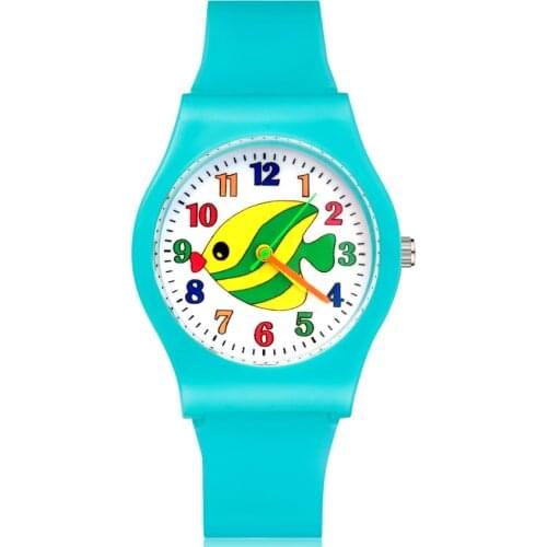 Fashion Cute Fish Style Childrens Kids Student Girls Boys Quartz Rubber Strap Wrist Watches JO08