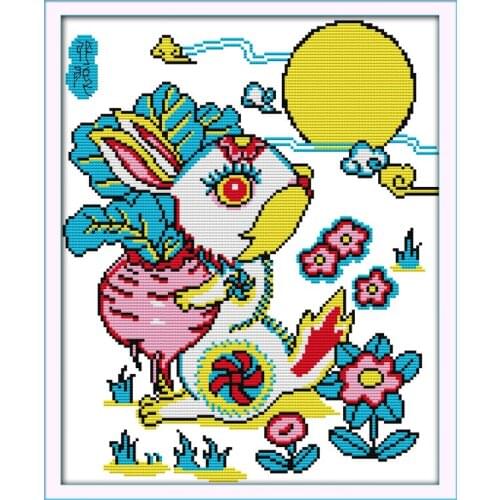 The rabbit with radish cross stitch kit cartoon 14ct 11ct count print canvas stitching embroidery DIY handmade needlework
