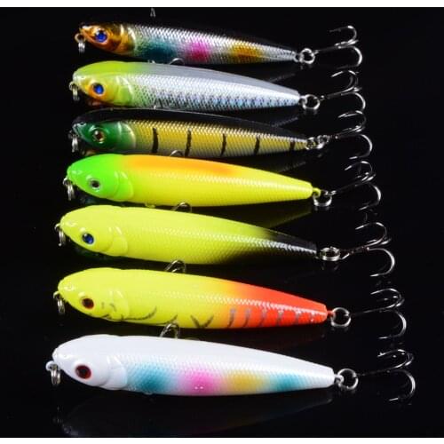 New 1pcs 8cm 8.6g Pencil Fishing Lure Wobbler Artificial Plastic Feather Wobbler Crankbait Fishing Tackle Pesca VIB 3D Eyes