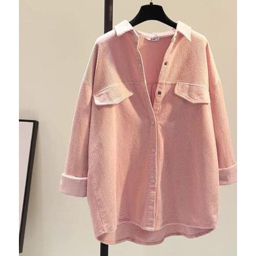 New Women Corduroy Raglan Sleeve Vintage Autumn Blouse Turn-Down Collar Loose Top Covered Button Casual Loose Shirt 5 Color