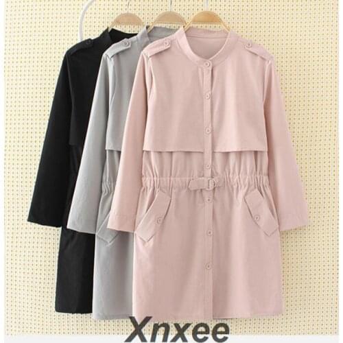New Spring Single Breasted Trench Coat for Women Plus Size Casual Thin Long Trench Outerwear Xnxee