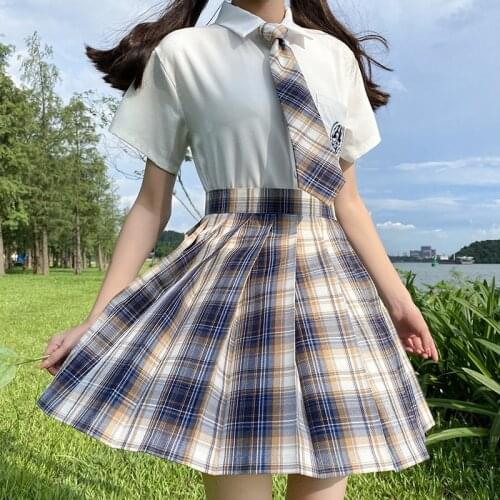 Autumn NEW School Uniform Pleated Skirt Girls High Waisted Mini Skirt Fashion Ladies Girls Short Skirt Preppy Style Plaid Skirts