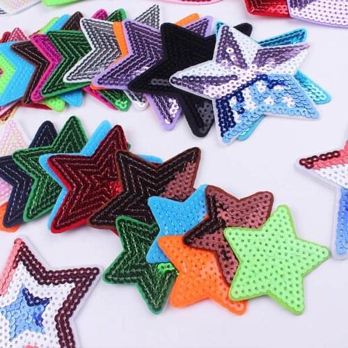 10pcs/lot Sequined Star Patch Iron On Patch Sew On Patches On Clothes Star Stickers For Jean Appliques Badge Accessory Wholesale