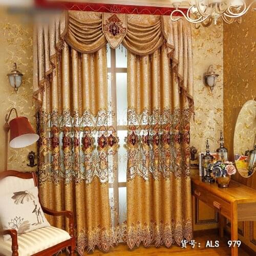 Custom curtains High grade European window livingroom flowerembroidered bedroom cloth blackout curtain tulle valance drape M692