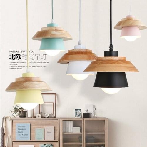 Nordic style droplight bedroom restaurant milk tea shop tills contemporary and contracted aluminum solid wood droplight