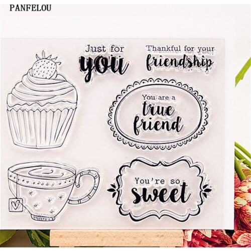 PANFELOU Black tea dessert Transparent Clear Silicone Stamp/Seal for DIY scrapbooking/photo album Decorative clear stamp sheets